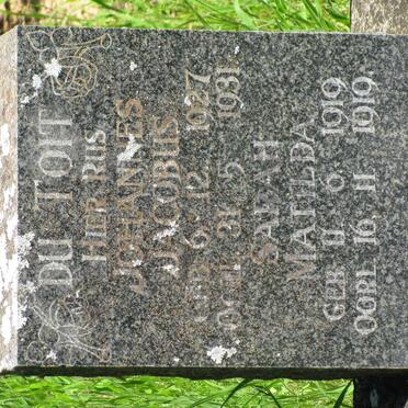 TOIT Sarah Matilda, du 1919-1919 :: DU TOIT Johannes Jacobus 1927-1931