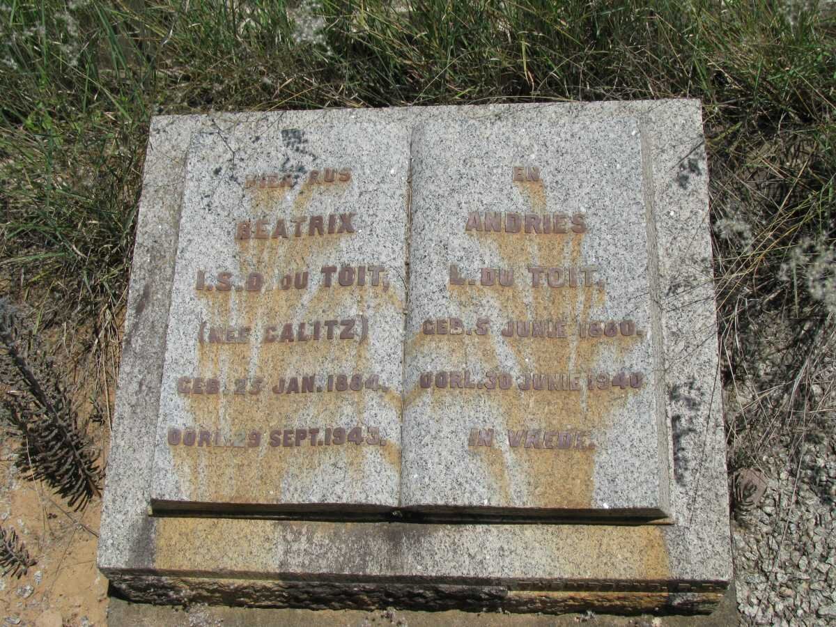 TOIT Andries L., du 1880-1940 &amp; Beatrix I.S.D. CALITZ 1884-1943