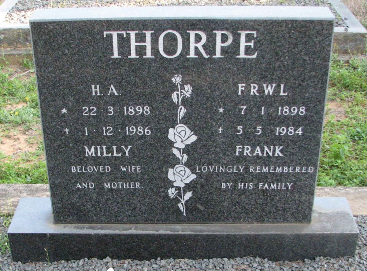 THORPE F.R.W.L. 1898-1984 &amp; H.A. 1898-1986