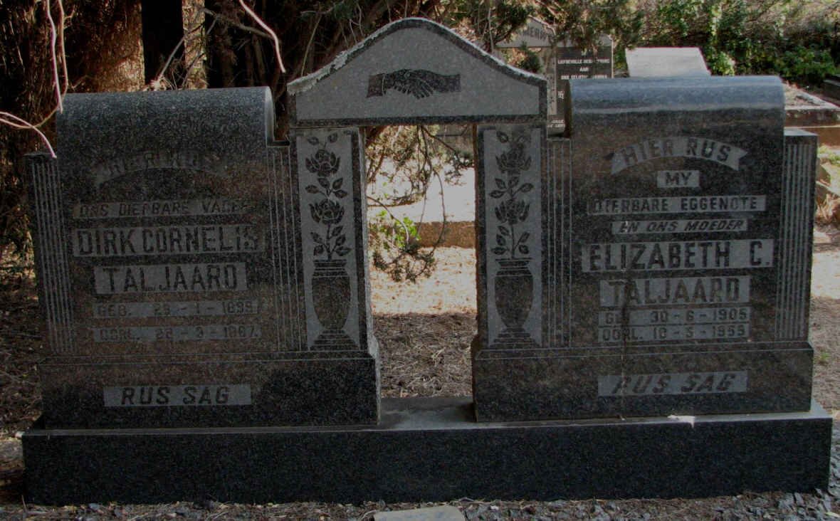 TALJAARD Dirk Cornelis 1899-1967 &amp; Elizabeth C. 1905-1955