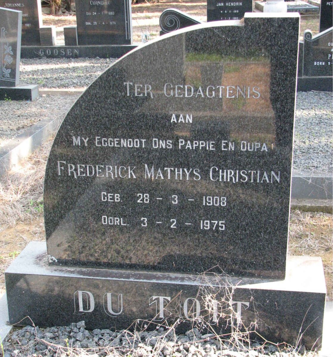 TOIT Frederick Mathys Christian, du 1908-1975