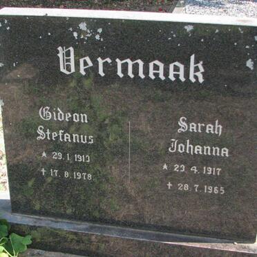 VERMAAK Gideon Stefanus 1913-1978 &amp; Sarah Johanna 1917-1965