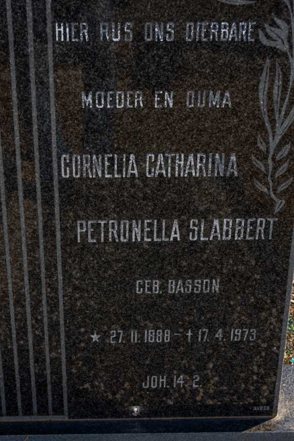 SLABBERT Cornelia Catharina Petronella nee BASSON 1888-1973