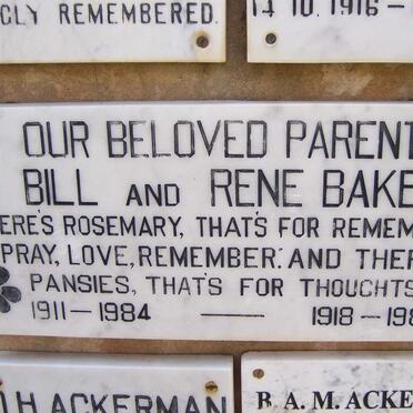 BAKER Bill 1911-1984 &amp; Rene 1918-1988