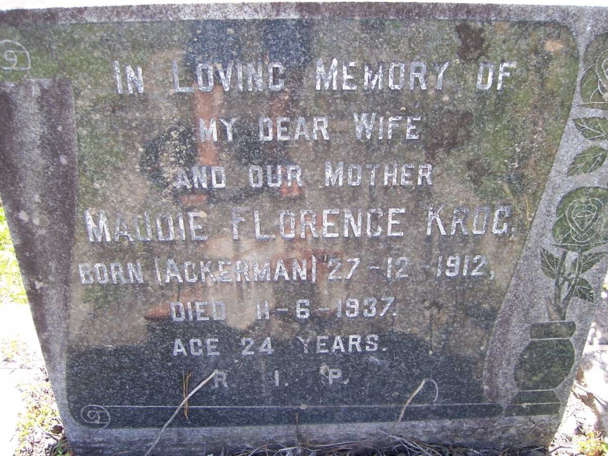 KROG Maudie Florence nee ACKERMAN 1912-1937