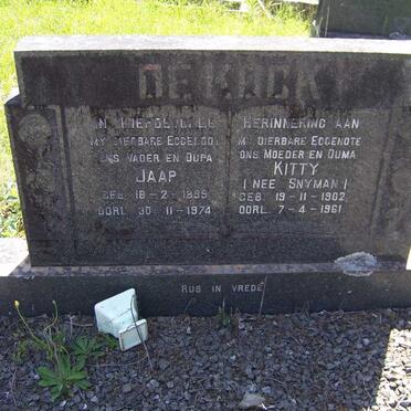 KOCK Jaap, de 1899-1974 &amp; Kitty SNYMAN 1902-1961