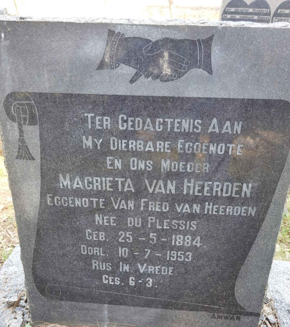 HEERDEN Magrieta, van nee DU PLESSIS 1884-1953