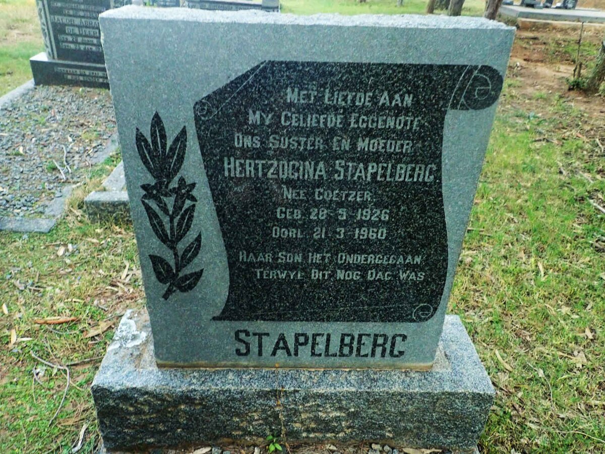 STAPELBERG Hertzogina nee COETZER 1926-1960