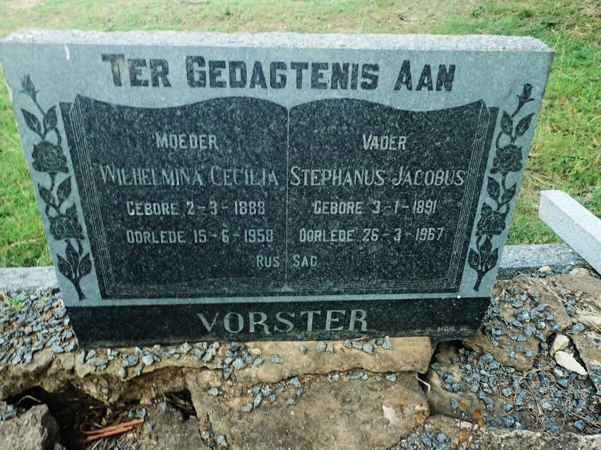 VORSTER Stephanus Jacobus 1891-1967 &amp; Wilhelmina Cecilia 1888-1958