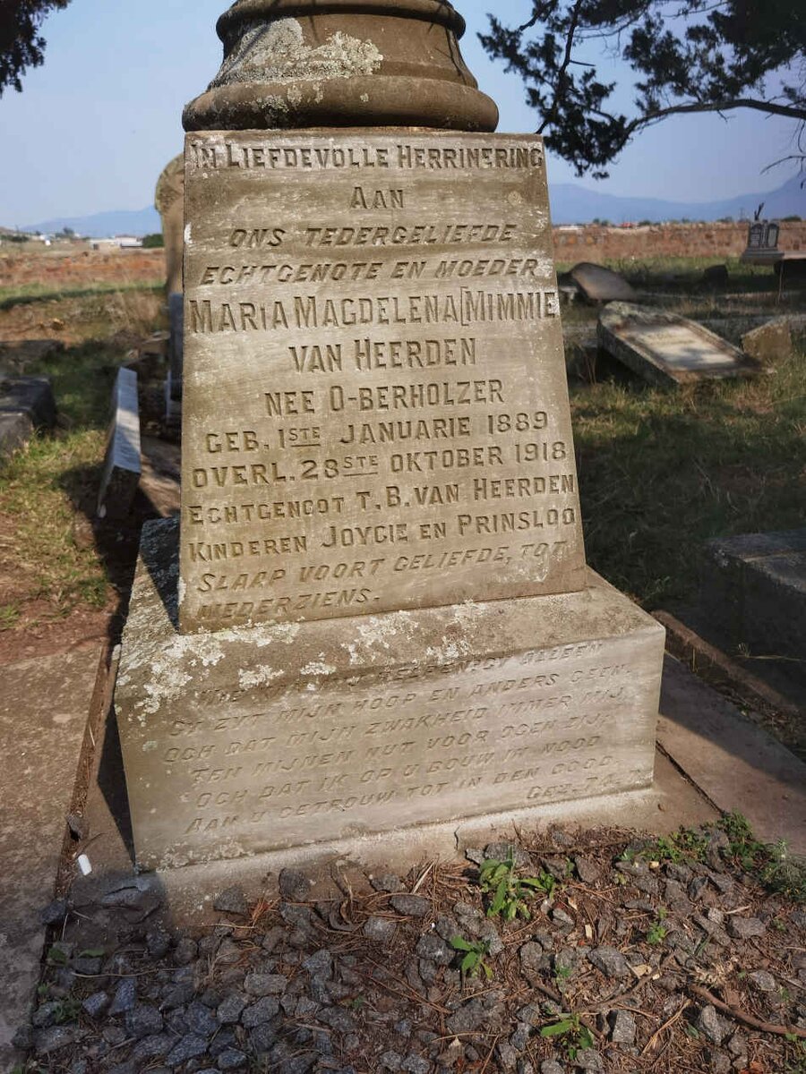 HEERDEN Maria Magdelena, van nee OBERHOLZER 1889-1918