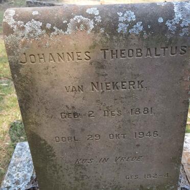 NIEKERK Johannes Theobaltus, van 1881-1946