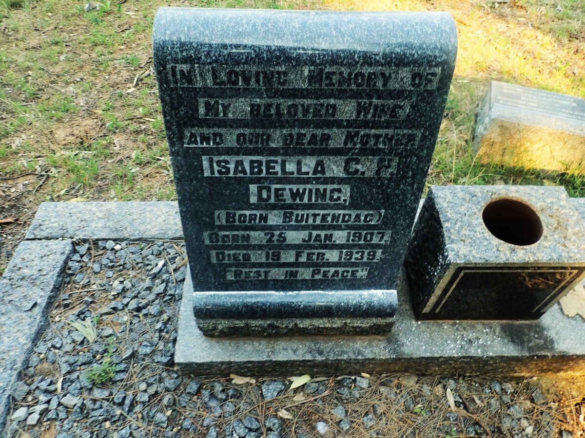 DEWING Isabella C.F. nee BUITENDAG 1907-1939