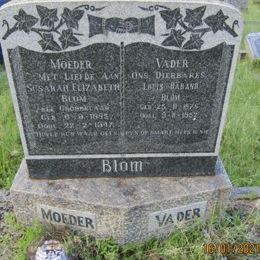 BLOM Louis Barand 1878-1952 &amp; Susarah Elizabeth GROBBELAAR 1885-1947