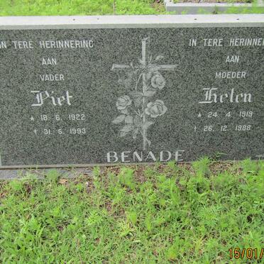 BENADE Piet 1922-1993 &amp; Helen 1919-1988