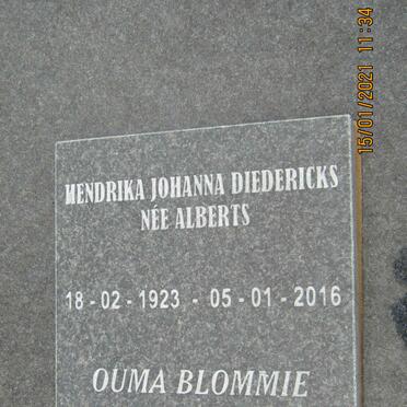 DIEDERICKS Hendrika Johanna nee ALBERTS 1923-2016