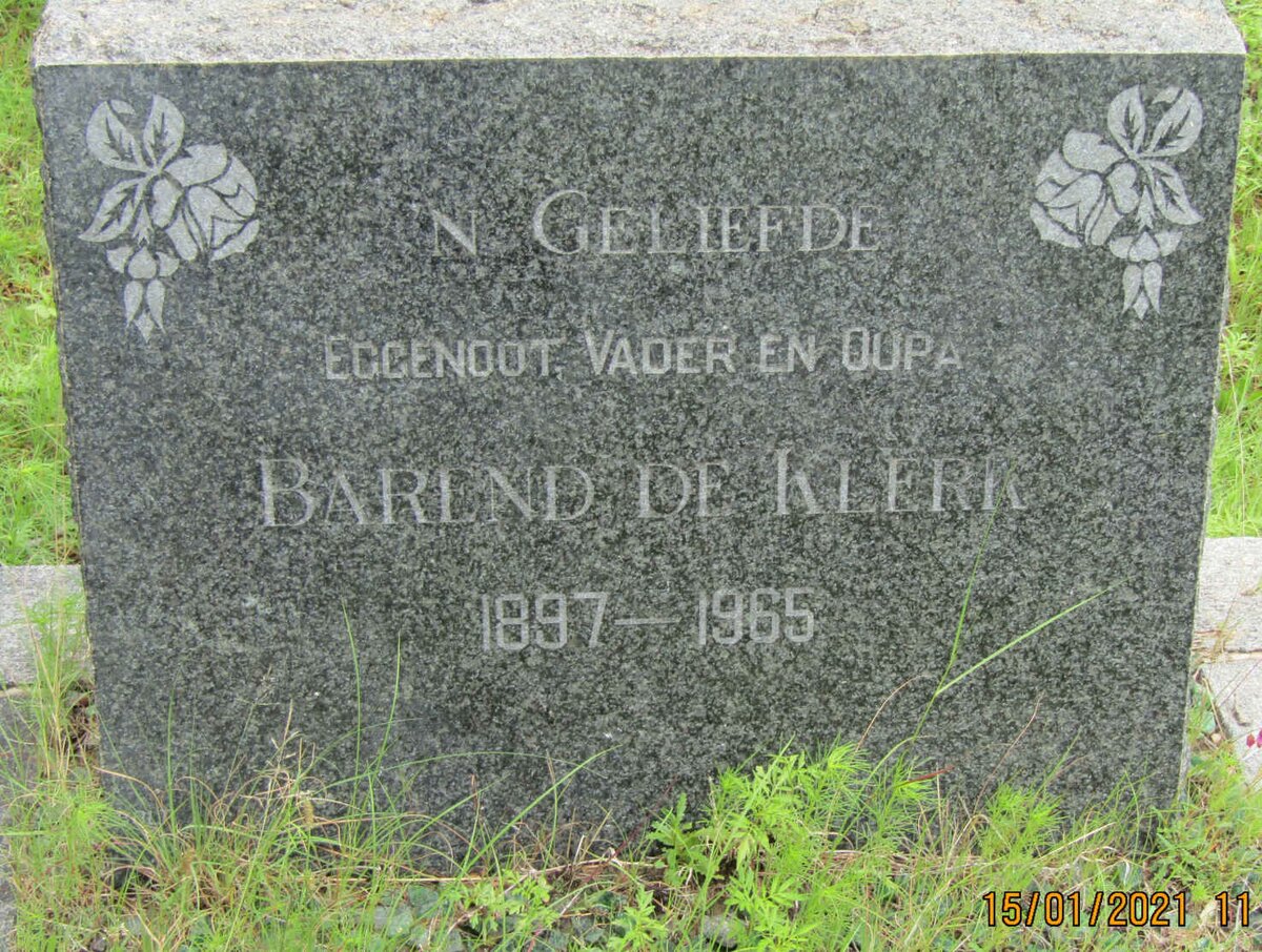 KLERK Barend, de 1897-1965