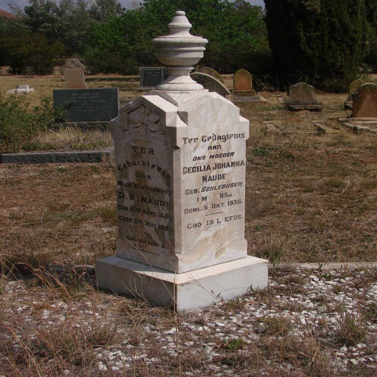 NAUDE D.R. 1849-1923 &amp; Cecilia Johanna SCHLEBUSCH 1852-1936