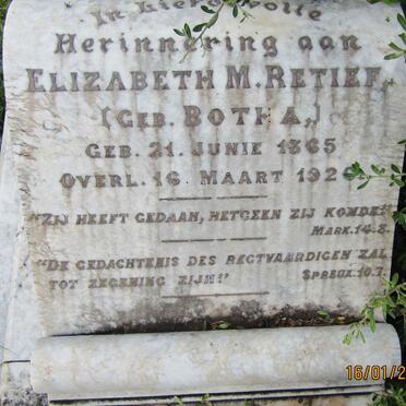 RETIEF Elizabeth M. nee BOTHA 1865-1920