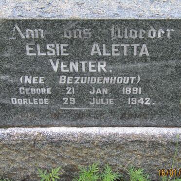 VENTER Elsie Alatta nee BEZUIDENHOUT 1891-1942