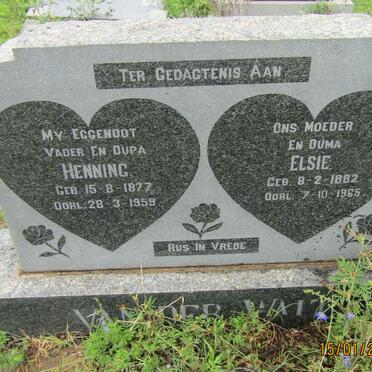 WALT Henning, van der 1877-1959 &amp; Elsie 1882-1965