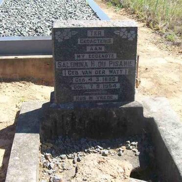 PISANIE Salomina H., du nee VAN DER WATT 1880-1954