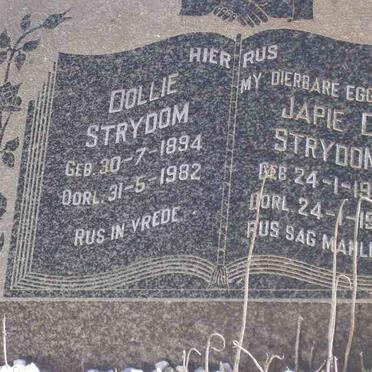 STRYDOM Japie D. 1910-1963 &amp; Dollie 1894-1982