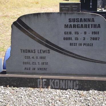 KONING Thomas Lewis, de 1902-1972 &amp; Susanna Margaretha 1911-2002