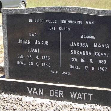 WATT Johan Jacob, van der 1885-1943 &amp; Jacoba Maria Susanna COVA 1890-1967