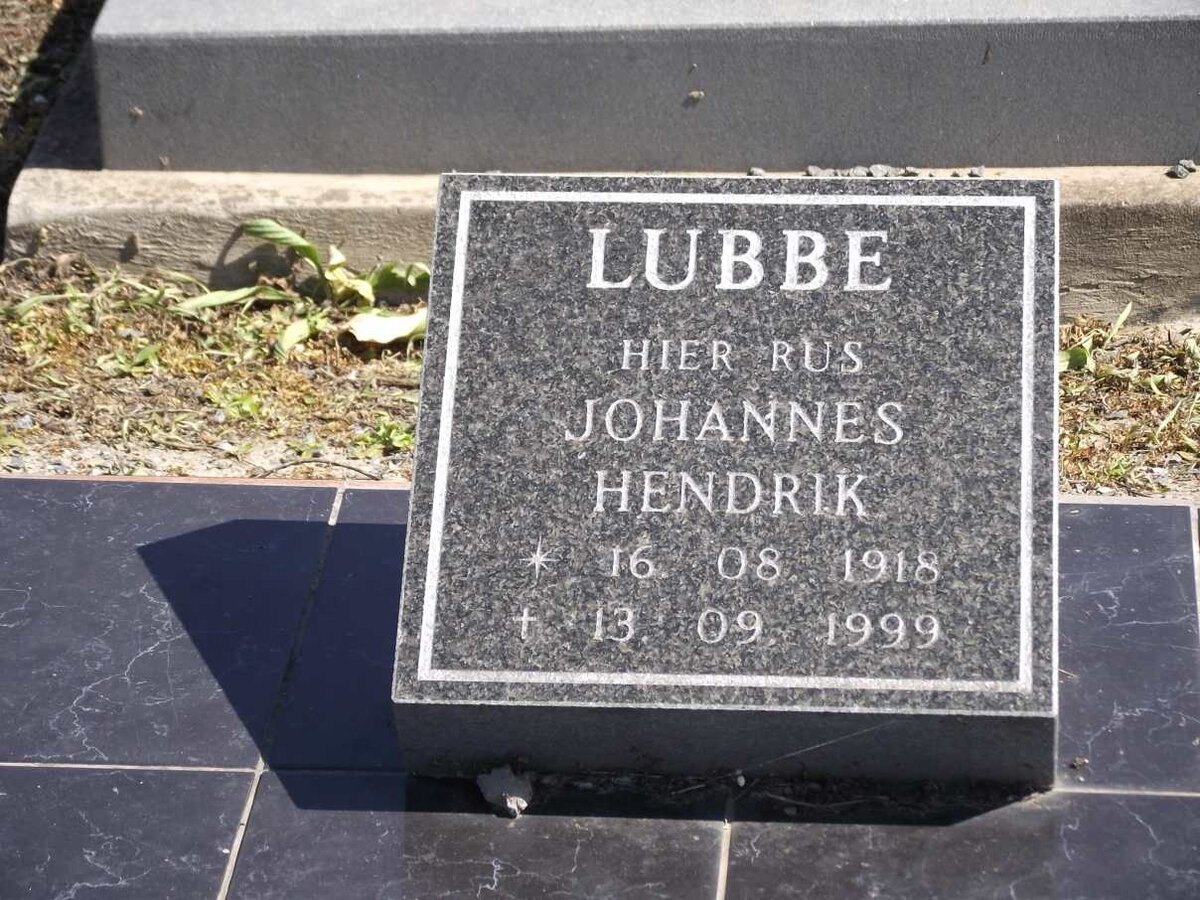 LUBBE Johannes Hendrik 1918-1999