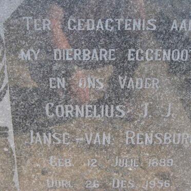RENSBURG Cornelius J.J., Janse van 1889-1956