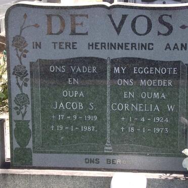 VOS Jacob S., de 1919-1987 &amp; Cornelia W. 1924-1973
