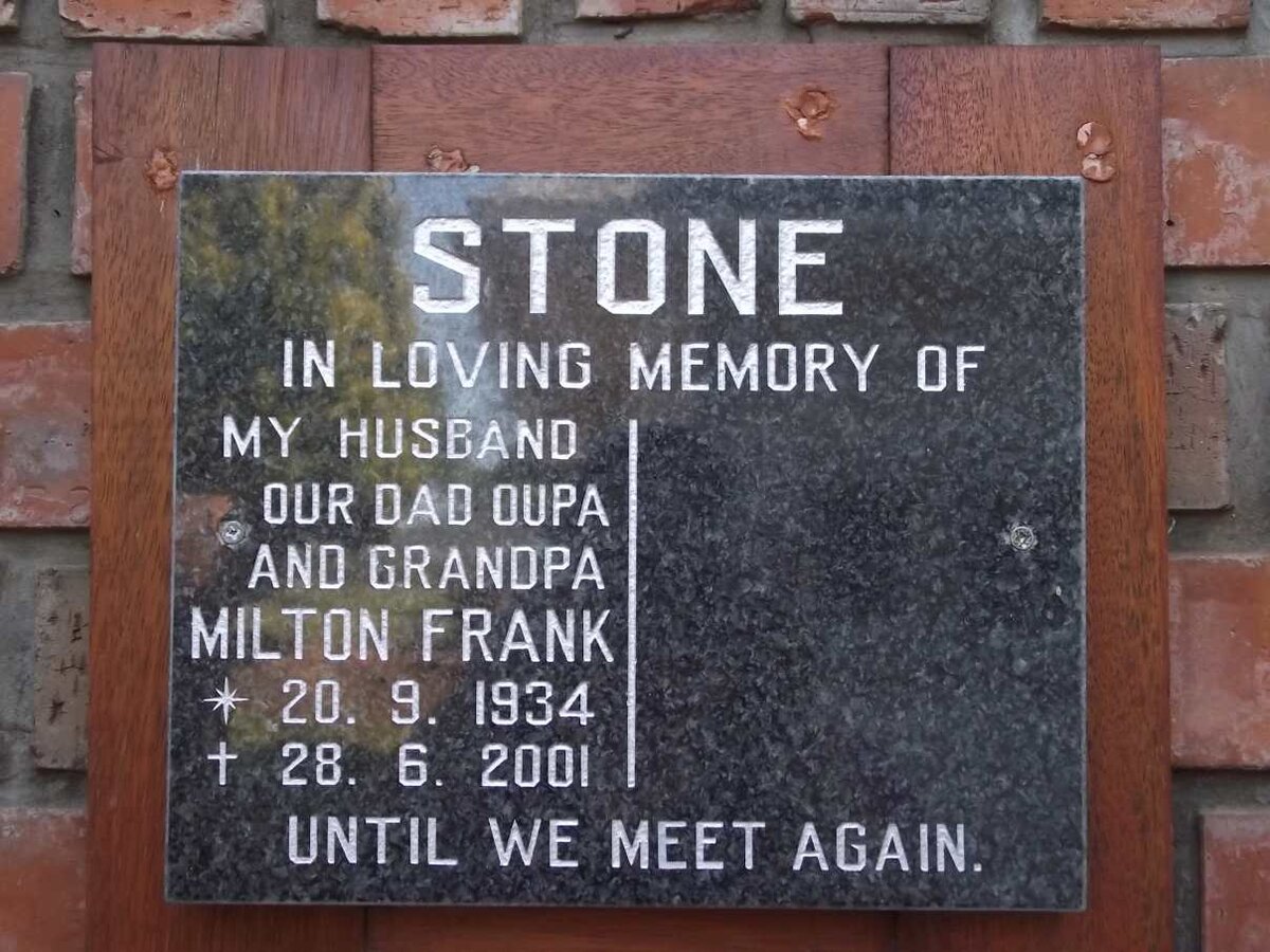 STONE Milton Frank 1934-2001