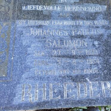 RHEEDER Johannes Paulus Salomon 1903-1964