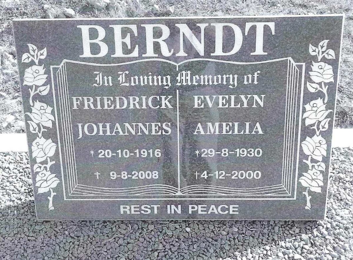 BERNDT Friedrick Johannes 1916-2008 &amp; Evelyn Amelia 1930-2000