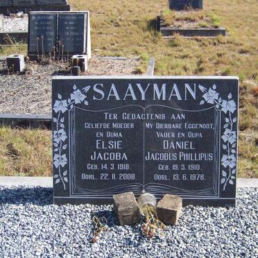 SAAYMAN Daniel Jacobus Phillipus 1910-1978 &amp; Elsie Jacoba 1918- 2008