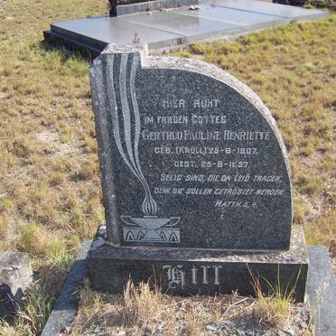 HILL Gertrud Pauline Henriette nee KRULL 1907-1957