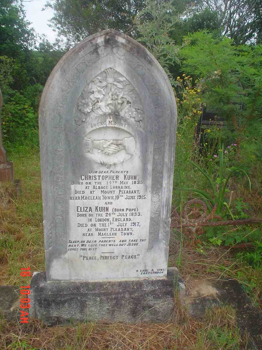 KUHN Christopher 1835-1915 &amp; Eliza POPE 1833-1917