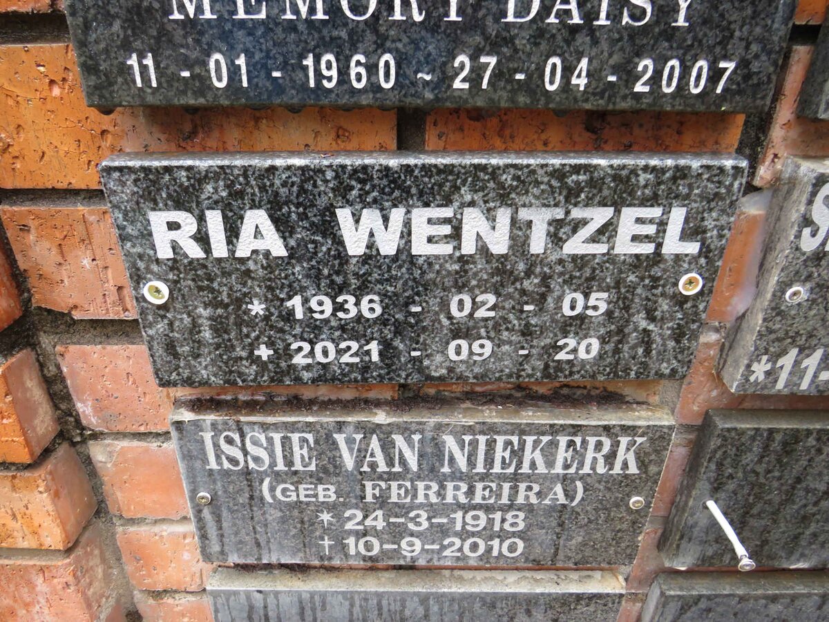 WENTZEL Ria 1936-2021