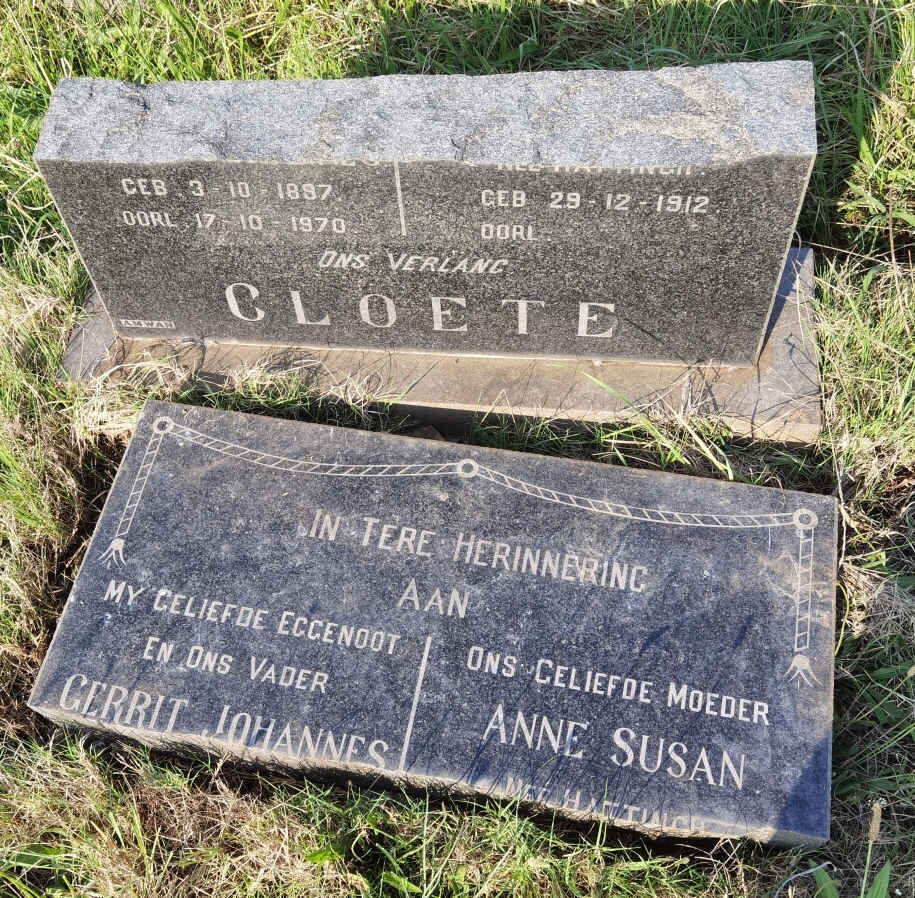 CLOETE Gerrit Johannes 1897-1970 &amp; Anne Susan HATTINGH 1912-