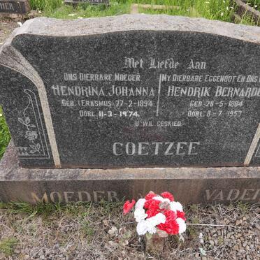 COETZEE Hendrik Bernardus 1884-1953 &amp; Hendrina Johanna ERASMUS 1894-1974