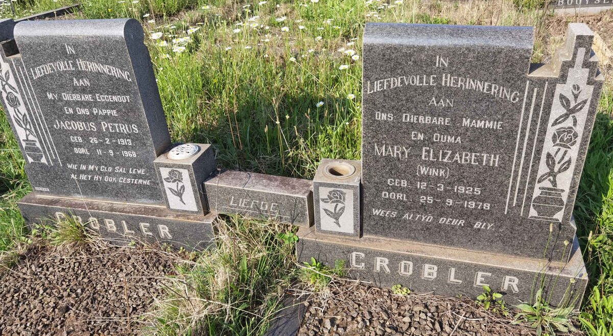 GROBLER Jacobus Petrus 1913-1968 &amp; Mary Elizabeth WINK 1925-1978