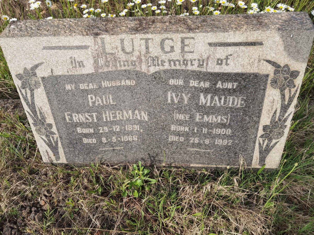 LUTGE Paul Ernst Herman 1891-1866 &amp; Ivy Maude EMMS 1900-1992