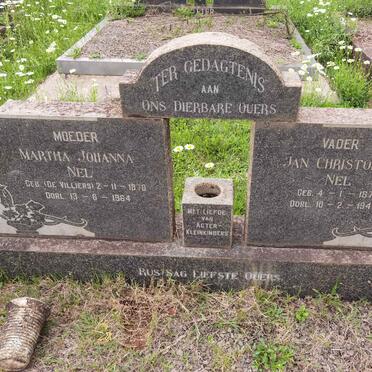 NEL Jan Christoffel 1871-1948 &amp; Martha Johanna DE VILLIERS 1878-1964