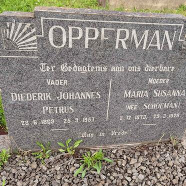 OPPERMAN Diederik Johannes Petrus 1869-1957 &amp; Maria Susanna SCHOEMAN 1873-1928