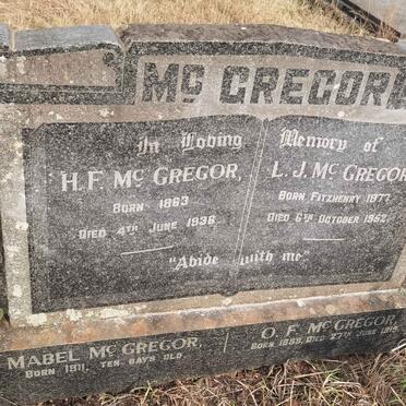 Mc GREGOR H.F. 1863-1936 &amp; L.J. FITZHENRY 1877-1952 :: McGREGOR O.F. 1899-1915 :: McGREGOR Mabel -1911