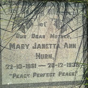 HURN Mary Janetta Ann 1861-1938