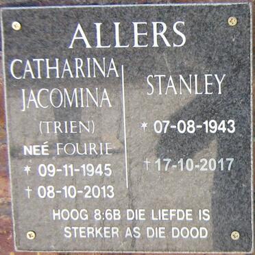 ALLERS Stanley 1943-2017 &amp; Catharina Jacoba FOURIE 1945-2013