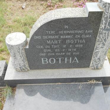 BOTHA Mart nee DU TOIT 1889-1975