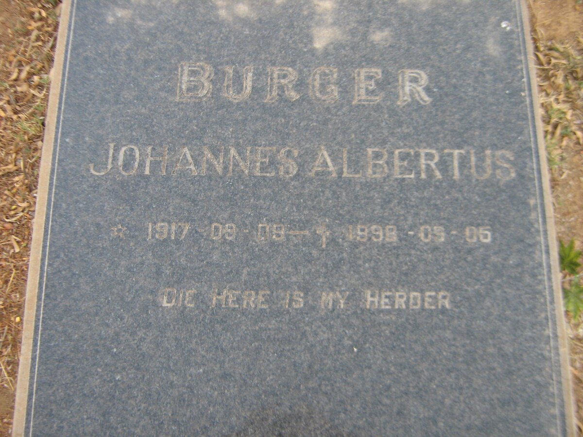 BURGER Johannes Albertus 1917-1998