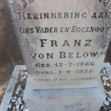 BELOW Franz, von 1866-1928